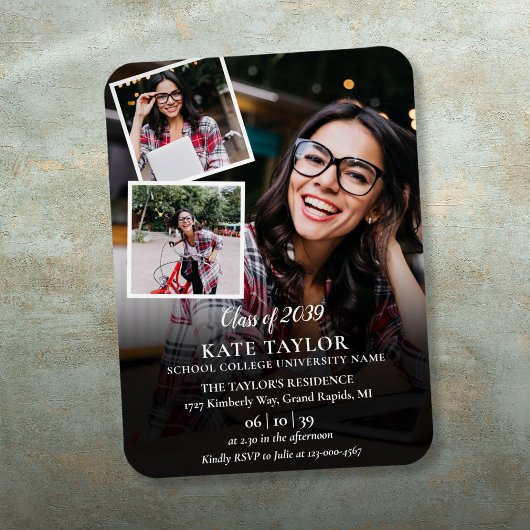 3フォトコラージュ卒業パーティー招待状 マグネット