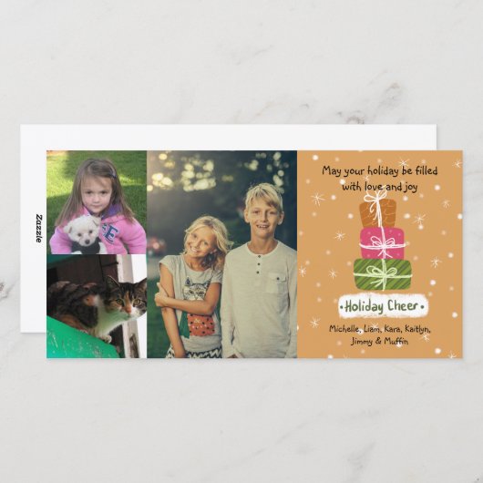 3フォトコラージュ名前をカスタムするクリスマスグリーティング シーズンカード (正面/裏面)
