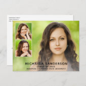 3フォトコラージュ大学高等学校卒業 案内ポストカード (正面/裏面)