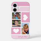 3フォトコラージュ愛ママハートモダンピンク Case-Mate iPhoneケース (裏面)