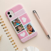 3フォトコラージュ愛ママハートモダンピンク Case-Mate iPhoneケース