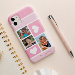 3フォトコラージュ愛ママハートモダンピンク iPhone 16ケース