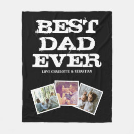 3フォトコラージュ最高のパパエバパーソナライズされたー フリースブランケット
