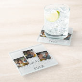 3フォトコラージュ母の家族が思い出に残る母の日 ガラスコースター (アングル)