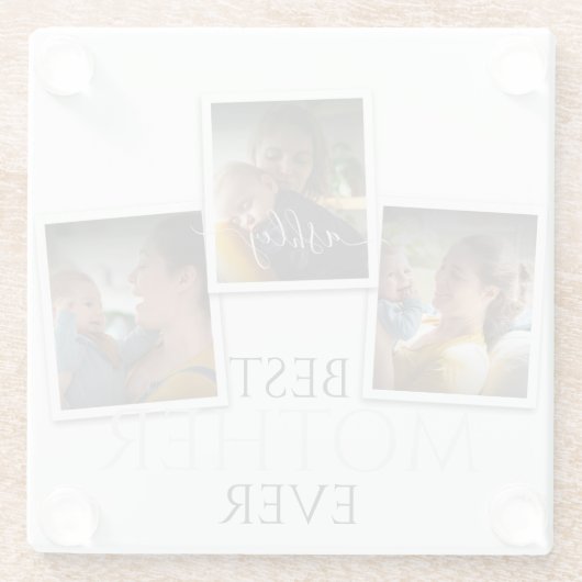 3フォトコラージュ母の家族が思い出に残る母の日 ガラスコースター (裏面)
