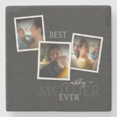 3フォトコラージュ母の家族が思い出に残る母の日 ストーンコースター (正面)