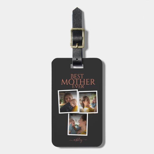 3フォトコラージュ母の家族が思い出に残る母の日 ラゲッジタグ (正面縦)