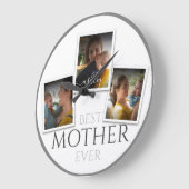 3フォトコラージュ母の家族が思い出に残る母の日 ラージ壁時計 (傾斜)