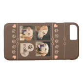 3フォトコラージュ犬の名前ブラウンハート Case-Mate iPhoneケース (裏面(横))