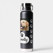 3フォトコラージュ犬の名前(白黒)ハート ウォーターボトル (背面)