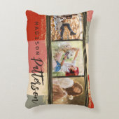 3フォトコラージュ素朴抽象芸術パーソナライズされた名 アクセントクッション (正面(垂直))