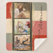 3フォトコラージュ素朴抽象芸術パーソナライズされた名 シェルパブランケット (正面)