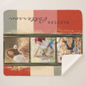 3フォトコラージュ素朴抽象芸術パーソナライズされた名 シェルパブランケット (正面(横))