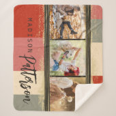 3フォトコラージュ素朴抽象芸術パーソナライズされた名 シェルパブランケット (正面)