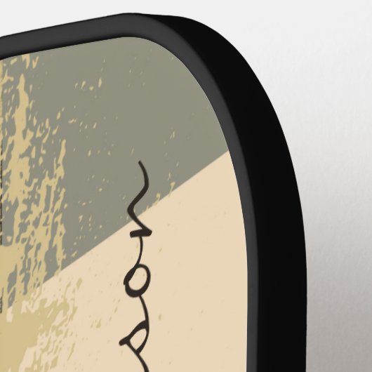 3フォトコラージュ素朴抽象芸術パーソナライズされた名 ピックルボールラケット (左詳細)