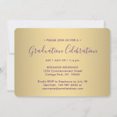 3フォトコラージュ紫と金ゴールド卒業パーティー 招待状 (裏面)