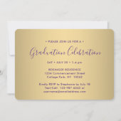 3フォトコラージュ紫と金ゴールド卒業パーティー 招待状 (裏面)