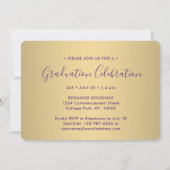 3フォトコラージュ紫と金ゴールド卒業パーティー 招待状 (裏面)