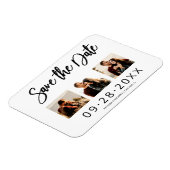 3フォトコラージュ結婚式の日付を保存 マグネット (左側)