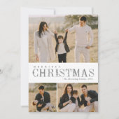 3フォトコラージュ緑の文字クリスマスグレー シーズンカード (正面)