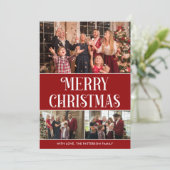 3フォトコラージュ赤と白メリークリスマス シーズンカード (スタンド正面)