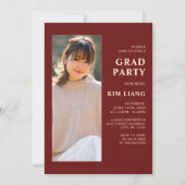 3フォトコラージュ赤&ベージュ卒業パーティー 招待状 (裏面)