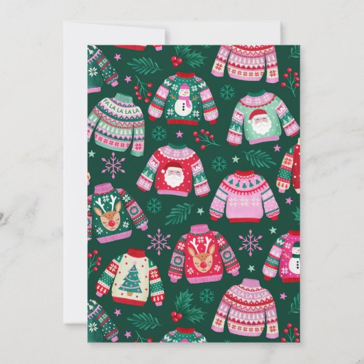 3フォトコラージュ醜いセーターのクリスマス シーズンカード (裏面)