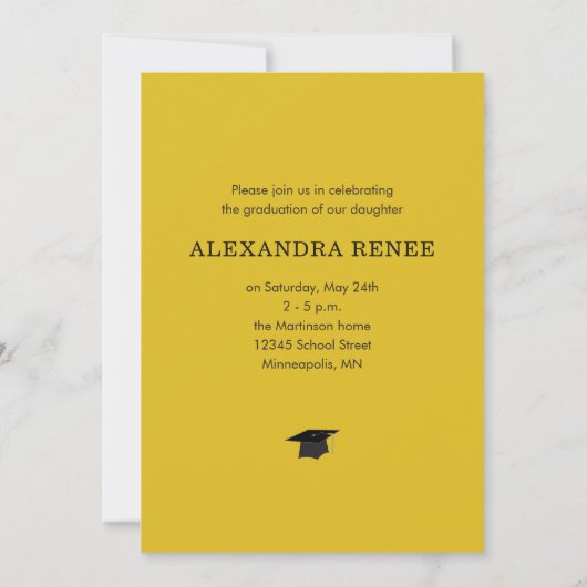 3フォトコラージュ金ゴールドとブラック卒業パーティー 招待状 (裏面)