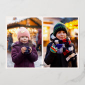 3フォトコラージュ金ゴールドスクリプトMerry Christmas 箔シーズンカード (裏面)