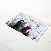 3フォトコラージュ金ゴールドスクリプトMerry Christmas 箔シーズンカード (回転した状態)