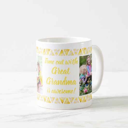 3フォトコラージュ、カスタムタイポグラフィ – おばあ素晴らしちゃん コーヒーマグカップ (正面右)