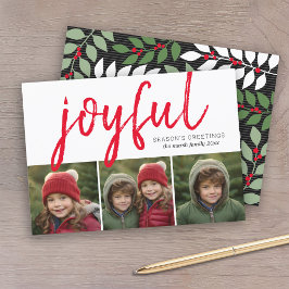3フォトコラージュ – Joyful Season's Greetings Black シーズンカード