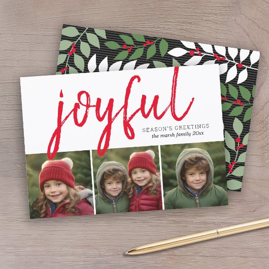 3フォトコラージュ – Joyful Season's Greetings Black シーズンカード