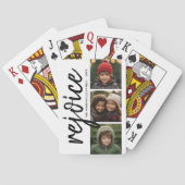 3フォトコラージュ – Merry モダン Christmas Rejoice トランプ (裏面)