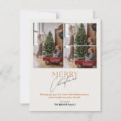 3フォトコラージュMerry Christmas Script Greeting シーズンカード (正面)
