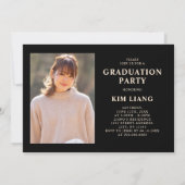 3フォトコラージーブラック&ベージュ卒業パーティー 招待状 (裏面)