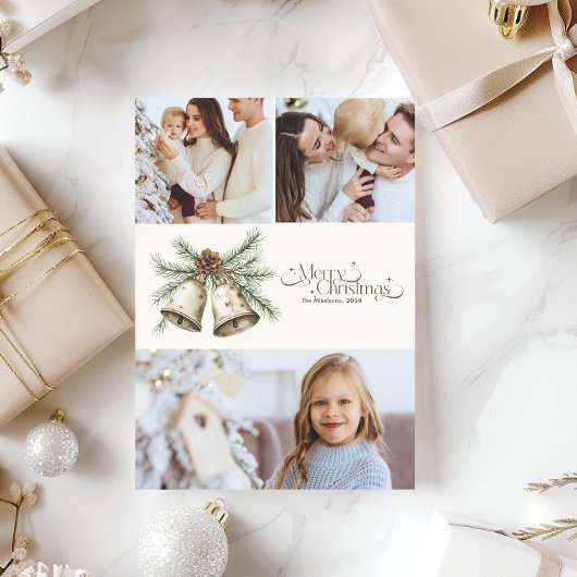 3フォトコージーフェスティバル素朴クリスマス シーズンカード
