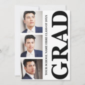 3フォトサイドタイポグラフィ卒業 招待状 (正面)