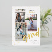 3フォトシエレガントックフォイル卒業発表 箔招待状 (立ち正面)