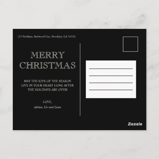 3フォトシャルボード書道ホリデークリスマス ポストカード (裏面)