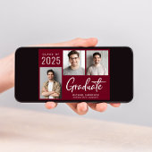 3フォトスクリプトモダンバーガンディ卒業 案内状