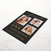 3フォトスクリプモダントのグレーのグラード発表 箔招待状 (回転した状態)