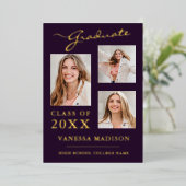 3フォトスクリプモダント紫のグラード発表 箔招待状 (立ち正面)