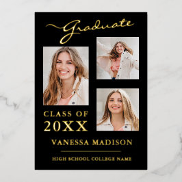 3フォトスクリプモダント黒金ゴールドグラード発表 箔招待状