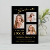 3フォトスクリプモダント黒金ゴールドグラード発表 箔招待状 (立ち正面)