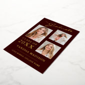 3フォトスクリプモダントBurgundy Grad発表 箔招待状 (回転した状態)