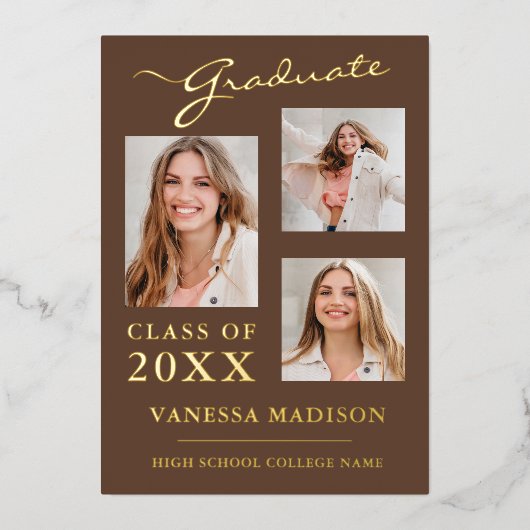 3フォトスクリプモダントTan Brown Grad発表 箔招待状 (正面)