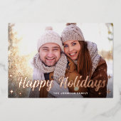 3フォトスパークルクリスマスグリーティングバラ金ゴールド 箔シーズンカード (正面)