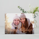 3フォトスパークルクリスマスグリーティングバラ金ゴールド 箔シーズンカード (立ち正面)