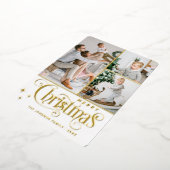 3フォトスパークルメリークリスマスグリーティング金ゴールド 箔シーズンカード (回転した状態)